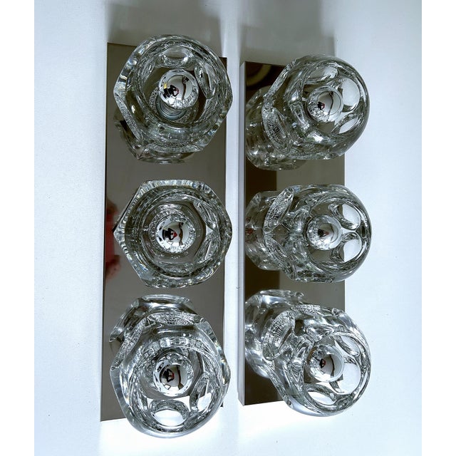 Silver Large Space Age Glass Sconces from Peill & Putzler, 1970s, Set of 2 For Sale - Image 8 of 18