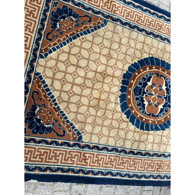Mid-Century Distressed Chinese Rug, 1940s For Sale - Image 12 of 18