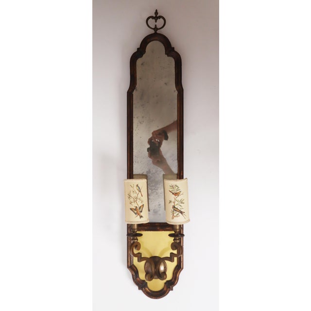 Italian Wall Lamp with Mirror Glass and Bird Lampshades, 1960 For Sale - Image 13 of 18