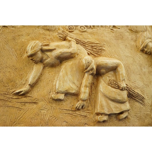 Bucci Melandri School The Gleaners Bas-Relief Plaque in Ceramic Faenza by Aldo Bacchilega, Italy, Early 1900s For Sale - Image 15 of 18