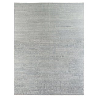 Large Modern Blue & White Rug with Fretwork Design by Doris Leslie Blau For Sale