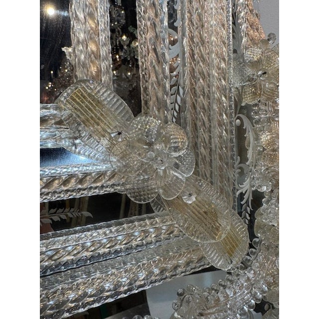 Vintage Italian Murano Glass Etched Mirror For Sale - Image 4 of 6