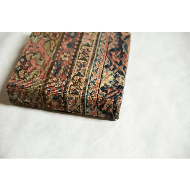 Wood Decorative Cork Board Antique Fereghan Rug Fragment Art For Sale - Image 7 of 12