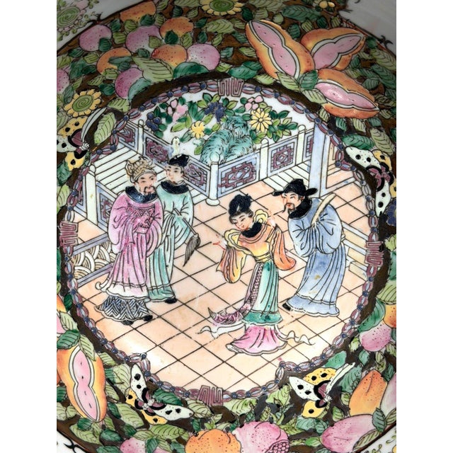 Chinoiserie Vintage Chinese Famille Rose Medallion Porcelain Punch Bowl 10" Chinoiserie For Sale - Image 3 of 14
