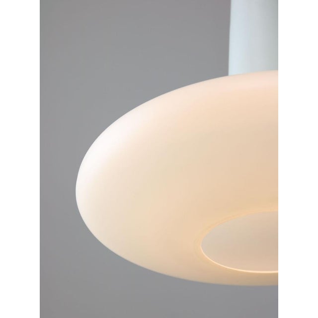 Mid-Century Italian Brass and Opaline Hat Pendant Lamp For Sale - Image 4 of 15