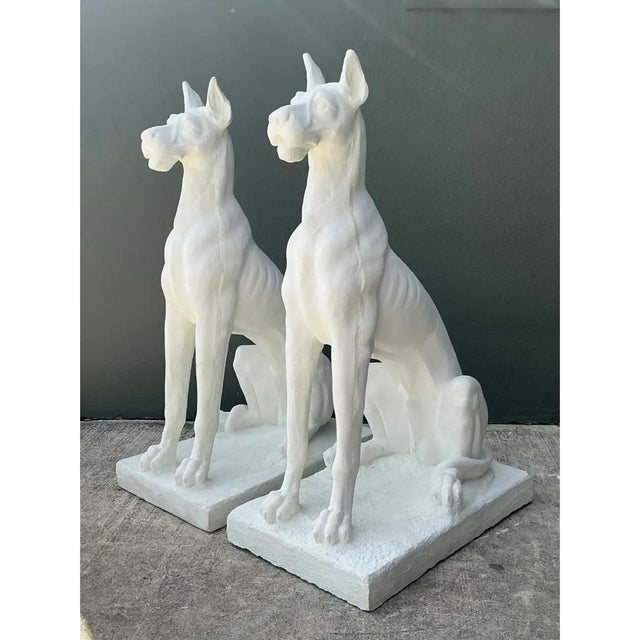 Vintage Solid Cast Cement Great Dane Statues - A Pair For Sale - Image 9 of 13