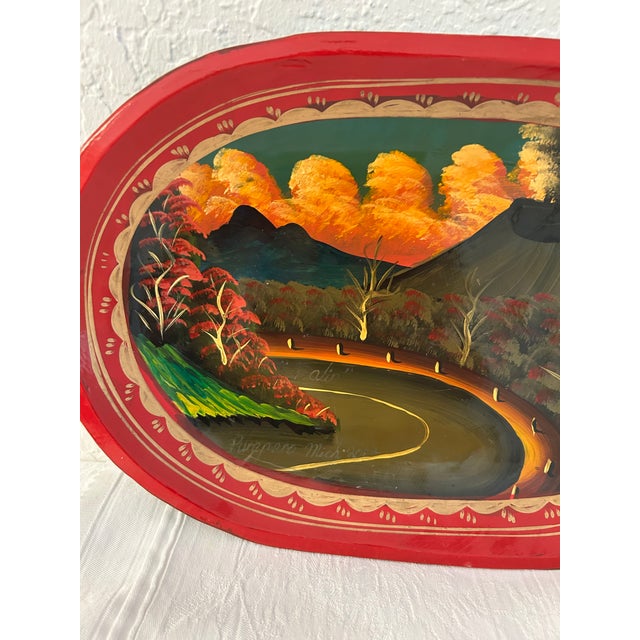 VIntage "Palin" Hand-Painted Shallow Wood Bowl For Sale - Image 4 of 6
