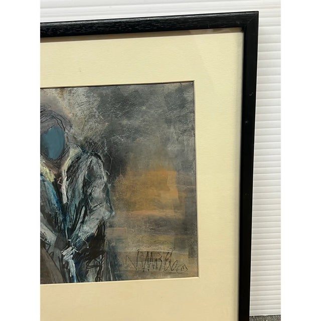 1980s Nancy Willis Spy With Revolver Signed Pastel/Oil on Paper, Circa 1980 For Sale - Image 5 of 11