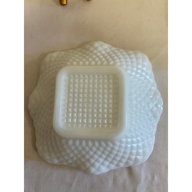 Vintage Milk Glass Ruffled Bowls With Quilted Diamond Pattern, Set of 8 For Sale - Image 10 of 10