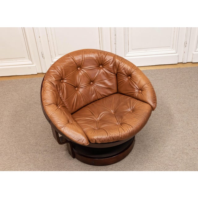 Brown Norwegian Convair Lounge Chair, attributed to Oddmund Vad for Vad Trevarefabrikk, 1970s For Sale - Image 8 of 13