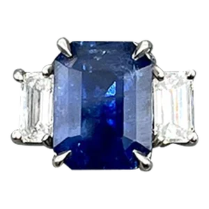 4.49 Ct Natural Sapphire & Diamond Ring Size 6.5