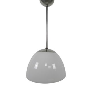 School Lamp with Large Glass Ball in Opal Glass, 1930s For Sale