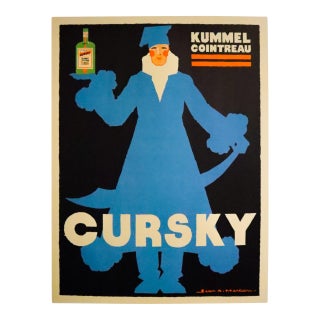 1926 French Alcohol Advertisement, Cursky, Kummel Cointreau, Jean A. Mercier For Sale
