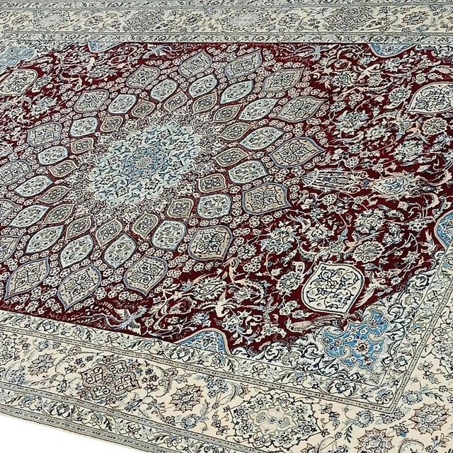 Hand-Knotted Silk and Wool Nain Rug For Sale - Image 3 of 5