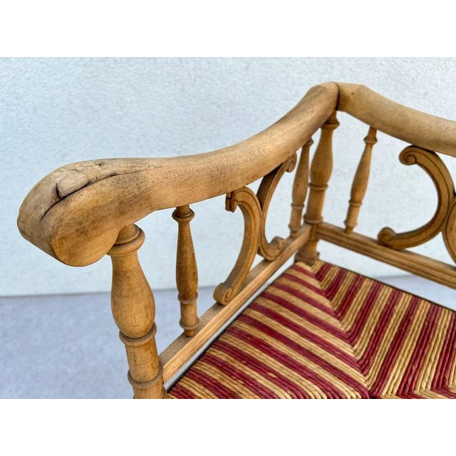 French Carved Wood Corner Chair with Woven Rush Seat, Early 20th Century For Sale - Image 4 of 13