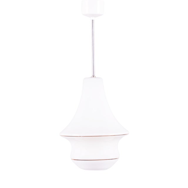 Art Deco Chandelier in Opal Glass, Czech, 1940s For Sale