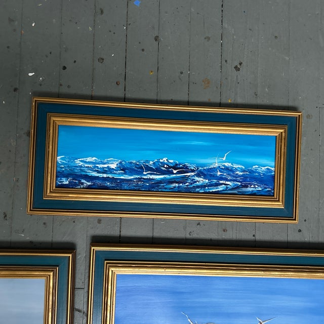 5 1970’s Impressionist Beach Harbor Scene Seascape Paintings - Set of Five For Sale In Philadelphia - Image 6 of 12