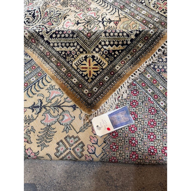 Brass Antique Persian Qom Silk Rug, Circa 1950 For Sale - Image 8 of 8
