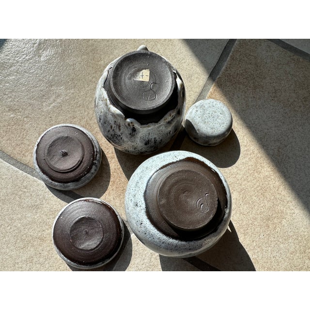 Studio Ceramics Set of Lidded Box, Handled Vase and Two Candlesticks by Serocka, Germany, 1970s, Set of 4 For Sale - Image 10 of 15