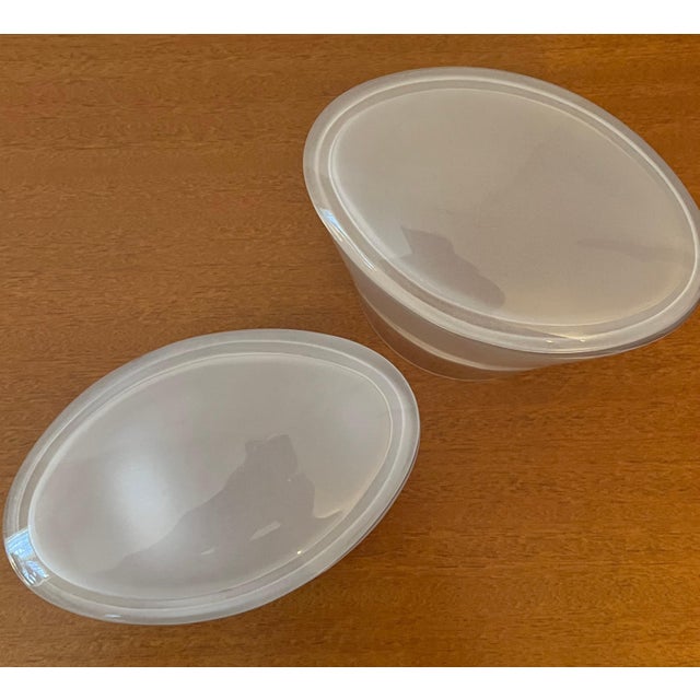 Transparent Oval Frosted Lidded Glass Boxes - A Pair For Sale - Image 8 of 10