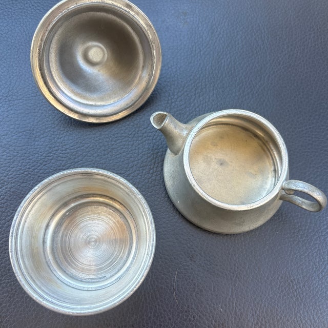 Vintage Wilton Armetale Pewter Plough Tavern Small Teapot With Lid For Sale - Image 4 of 8