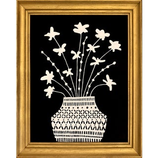 Original Contemporary Black and White Framed Floral Painting For Sale