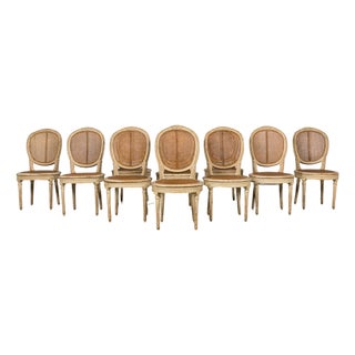 Early 19th Century French Louis XVI Painted Cane Dining Chairs - Set of 10 For Sale