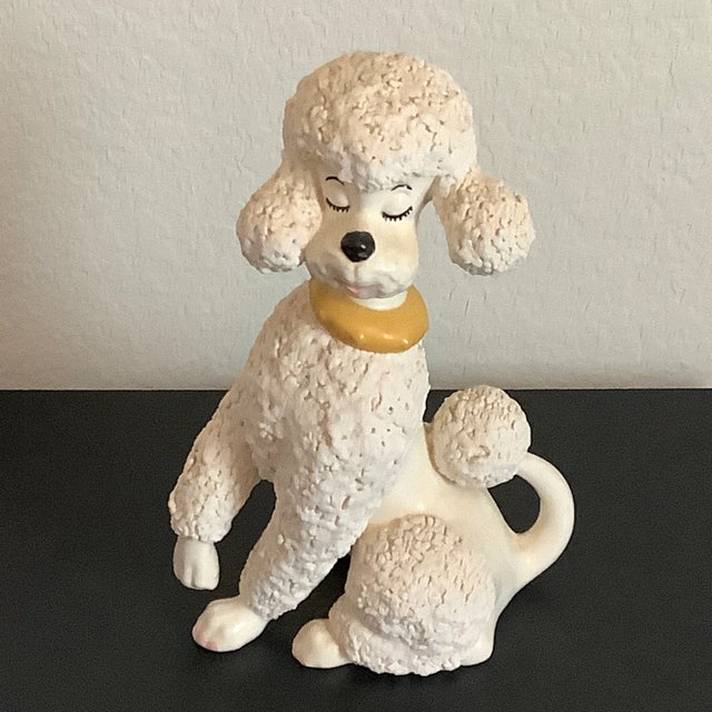 Vintage Large Ceramic French Poodle With Collar Figurine Statue For Sale - Image 13 of 13