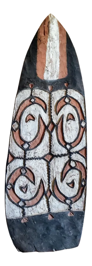 Important Monumental Antique Oceanic Papuan Asmat Carved Wood War Shield