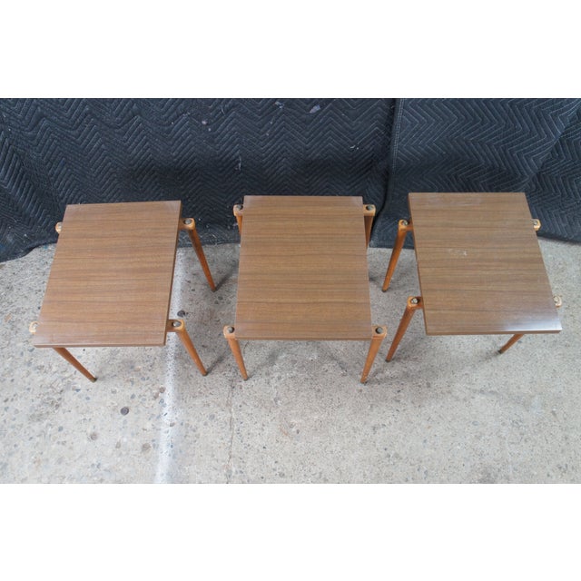 1960s Modern 1960s Mid Century Modern Opal Mobel Teak Laminate Stacking Nesting Tables For Sale - Image 5 of 8