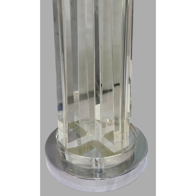 Late 20th Century Mid-Century Modern Clear Crystal Table Lamp With Shade For Sale - Image 5 of 11