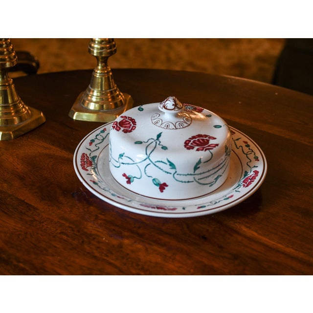 Villeroy & Boch ceramic cheese dome and underplate. Crafted in the highly collectible "Dresden" pattern, this rare piece...