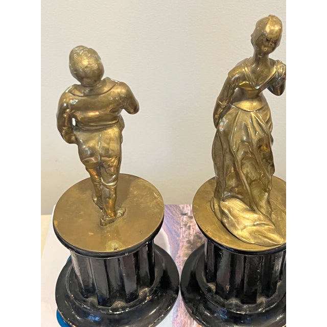 Bronze Late 19th Century Pair of Bronze Victorian Figures Mounted on Wooden Plinths For Sale - Image 8 of 10