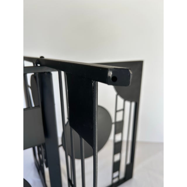 Vintage Frank Lloyd Wright "Licensed" Black Metal Graphic Magazine Rack For Sale - Image 12 of 12