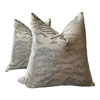 Cowtan & Tout "Rajah" in Celadon Pillows - A Pair For Sale