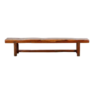 Rustic Long A-Frame Wooden Bench with Cross Stretcher and Splaying Legs