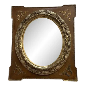 Antique French Napoleon III Style Caved Gold Gilded Medallion Wall Mirror