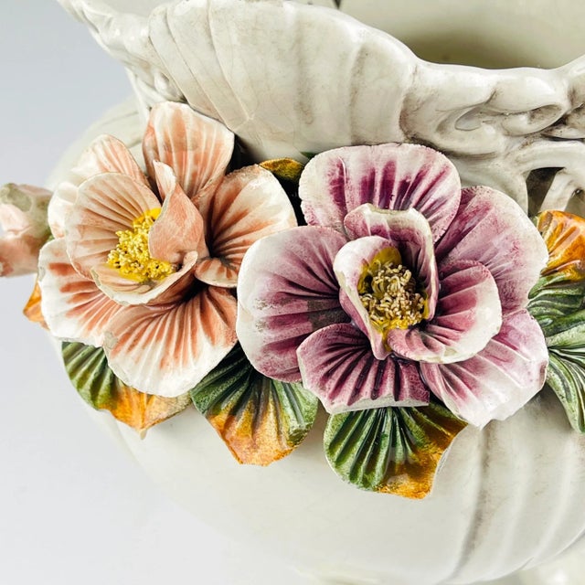 Ceramic Vase with Flowers, Italy, 1950s For Sale - Image 4 of 11