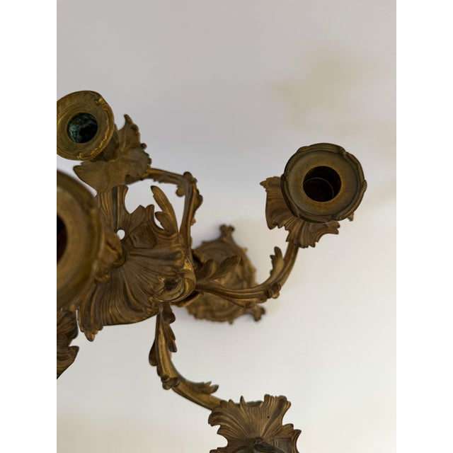 Late 19th Century French Louis XV Style 5-Light Rococo Bronze Candelabra For Sale - Image 5 of 11