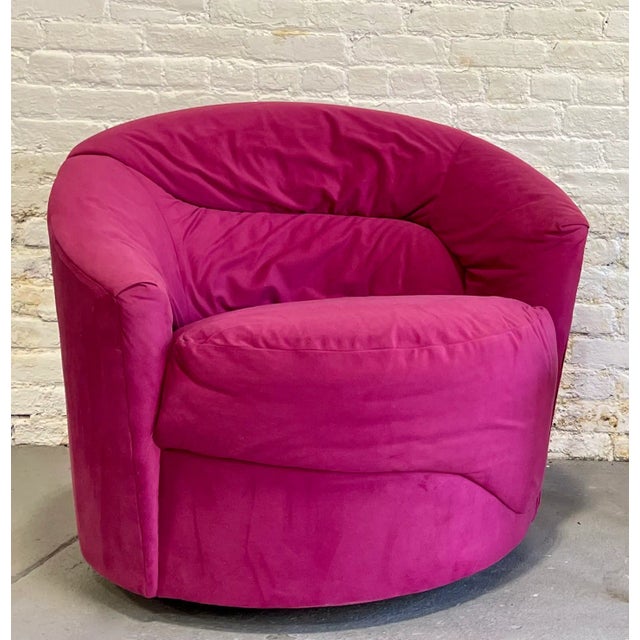 Pink Pink Postmodern Swivel Lounge Chair / Armchair, C. 1980's For Sale - Image 8 of 13