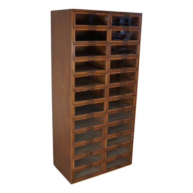 Vintage Dutch Oak Haberdashery Shop Cabinet, 1930s For Sale