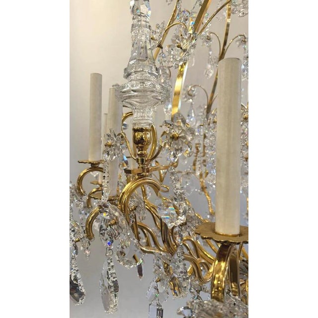 Large Chandelier in Gilded Bronze and Palwa Crystal, 1980s For Sale - Image 6 of 11