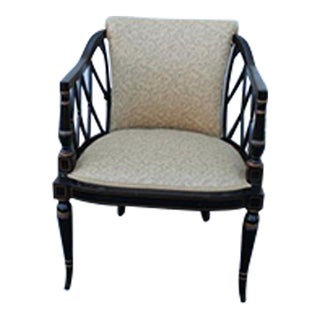 Mid 20th Century Regency Style Mahogany Hand Painted Side, End, Accent Armchair Desk For Sale