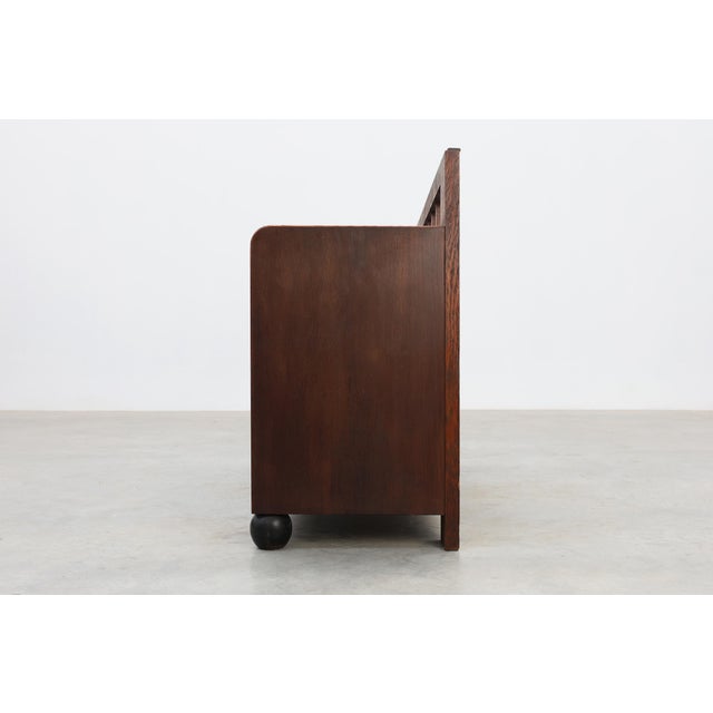 Modernist Art Deco Bench with Lift-Top Storage Seat in Oak, Belgium, 1920s For Sale - Image 10 of 18