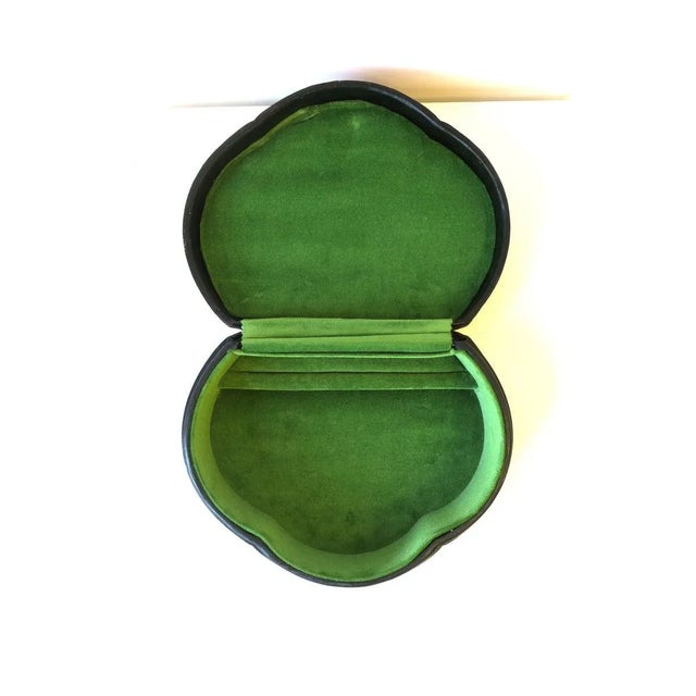 Italian Italian Leather Jewelry Box With Scalloped Design For Sale - Image 3 of 13