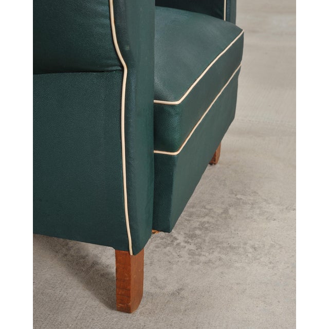 Pair of 20th Century French Art Deco Period Green Club Chairs For Sale - Image 16 of 17