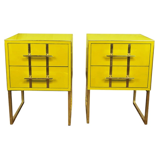 Contemporary Yellow Bedside Tables from Justfurnituress SRL, Set of 2 For Sale - Image 3 of 7