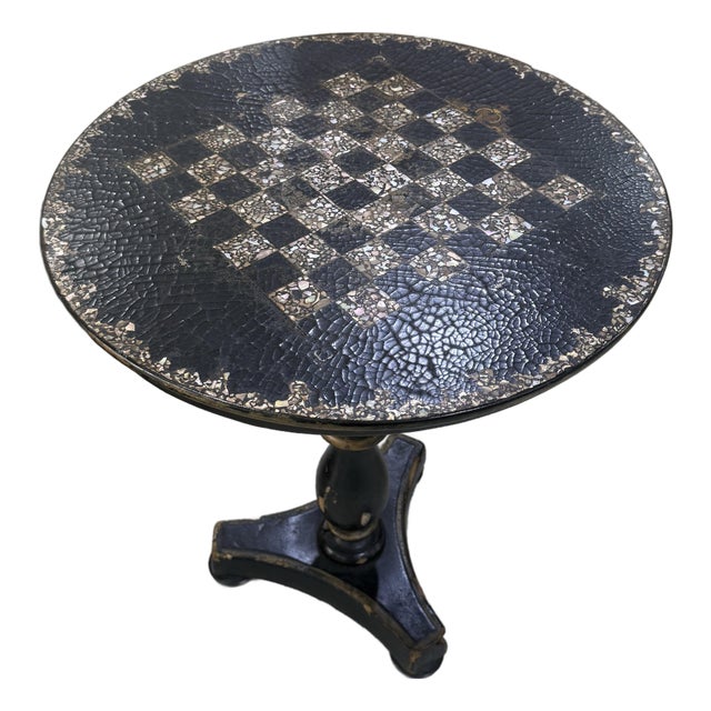 19th Century French Pedestal Game Table in Mop Wood Napoleon III Period For Sale