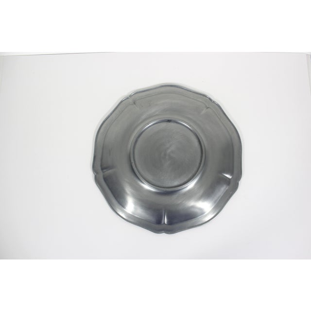 Rustic European European Vintage Pewter Plate or Dish With Flowers Floral Drinks Tray Tre Effe Zinn Germany For Sale - Image 3 of 8