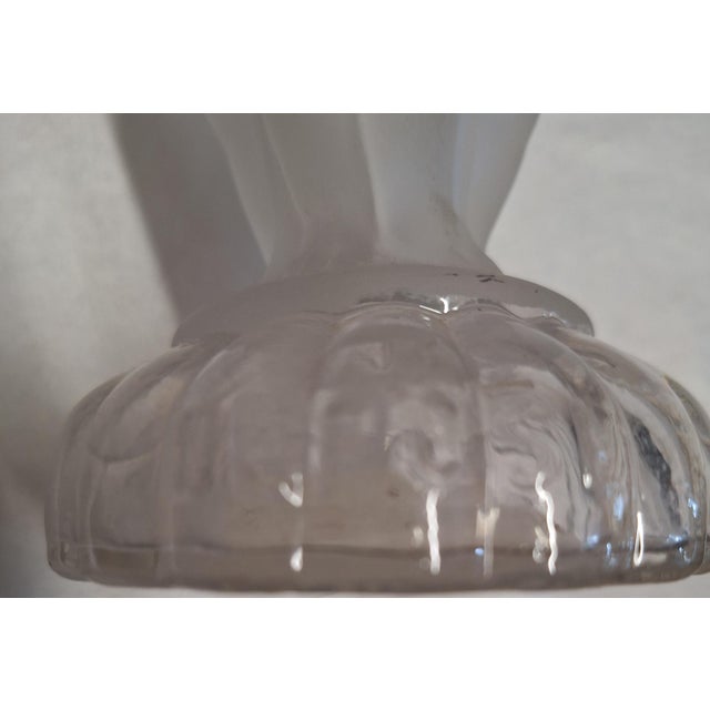 Beige French Table Lamp with Partially Frosted Glass Base, Atlas Motif and Fabric Shade, 1970s For Sale - Image 8 of 9